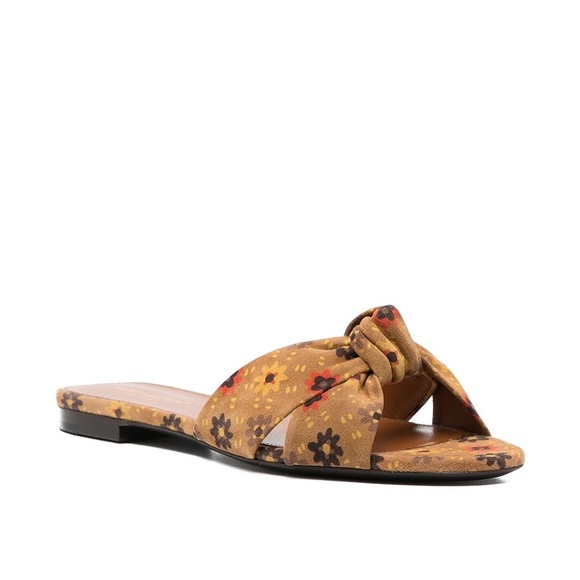 Saint Laurent Bianca Floral Suede Slide Sandal - Picture 1 of 11